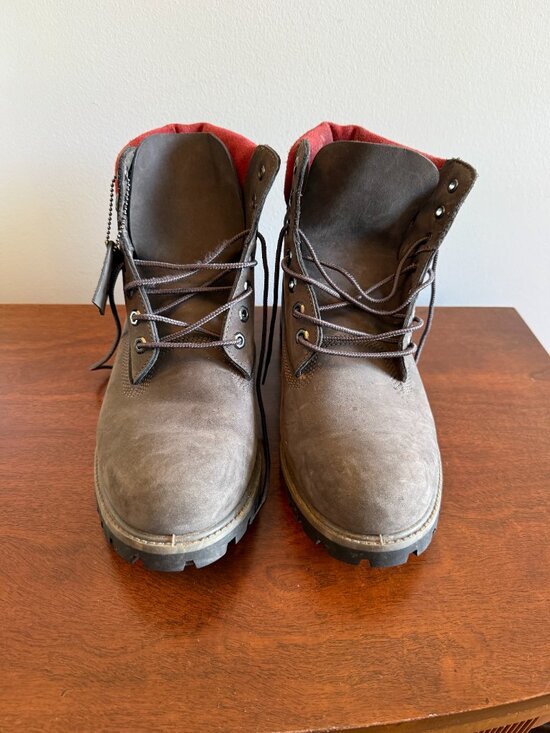 Timberland Premium Waterproof Boots Gray & Red Men\'s Size 10.5 main image 5